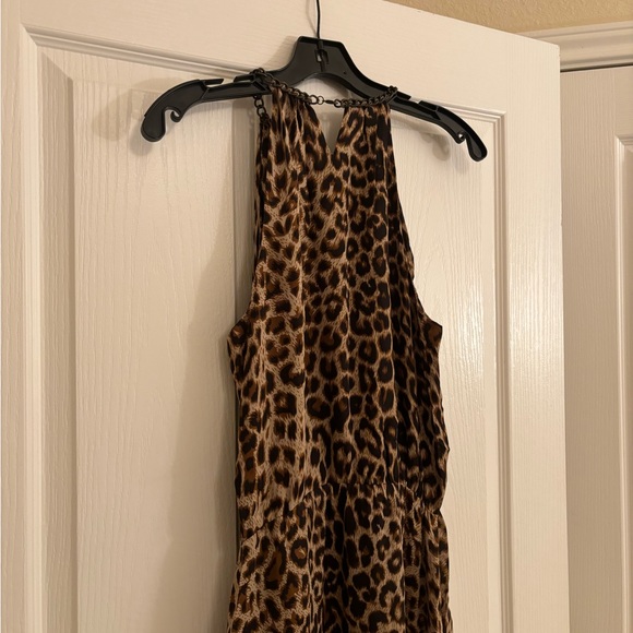 PARKER Leopard Print Halter Dress with Chainlink Neck Detail Size Large - Picture 10 of 11